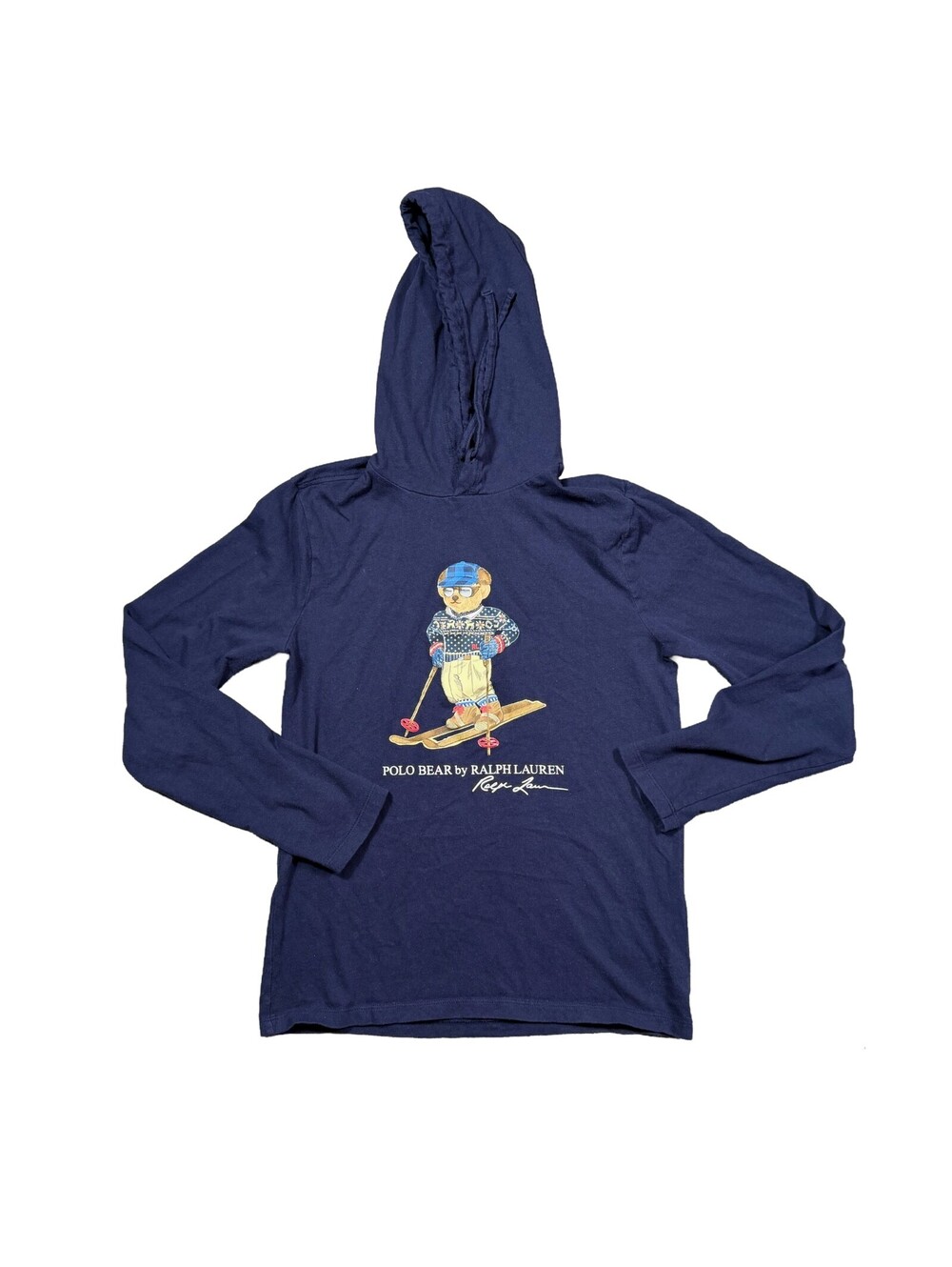 Polo Ralph Lauren Ski Bear Hoodie Women XS Navy Long Sleeve Polo Bear Shirt
